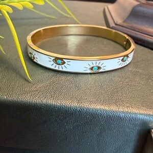Evil Eye Enamel Hinged Bracelet